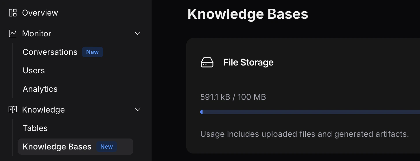 Dashboard Knowledge Bases