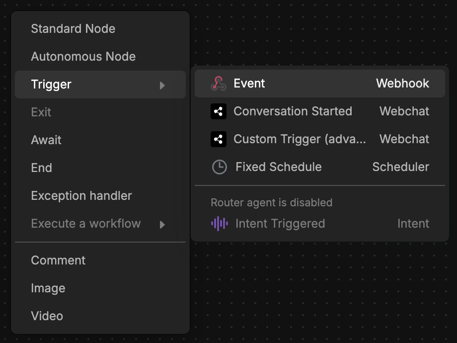 Add Event trigger from Webhook