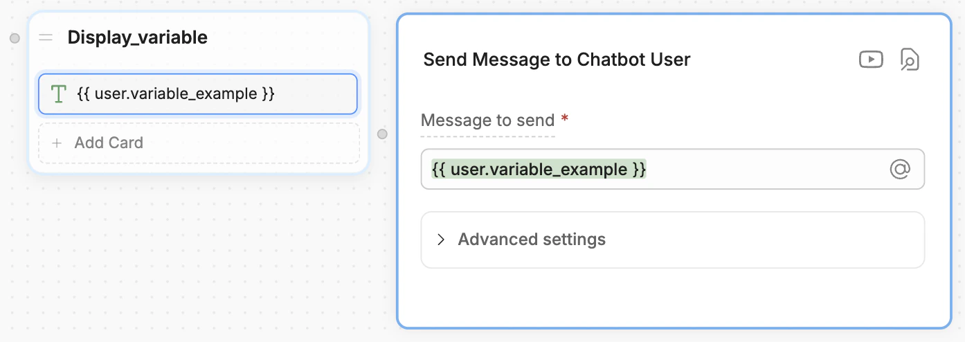 User variable in a text card