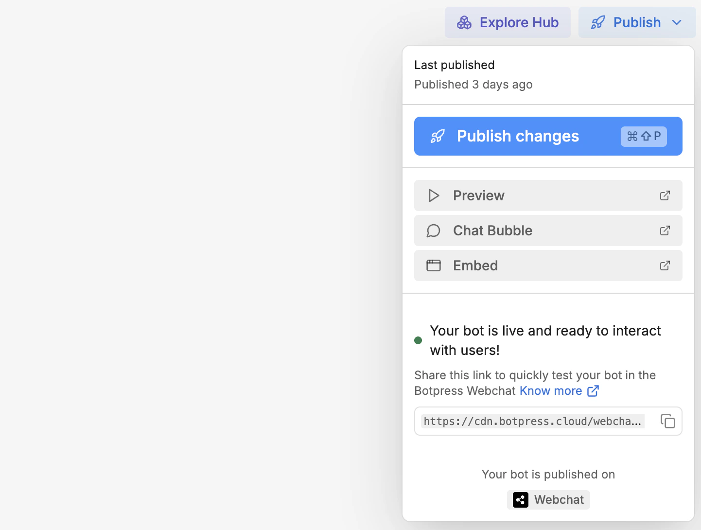 Publish button