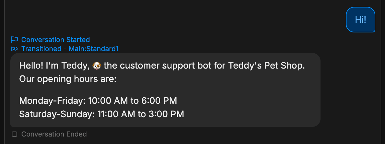 Custom greeting test