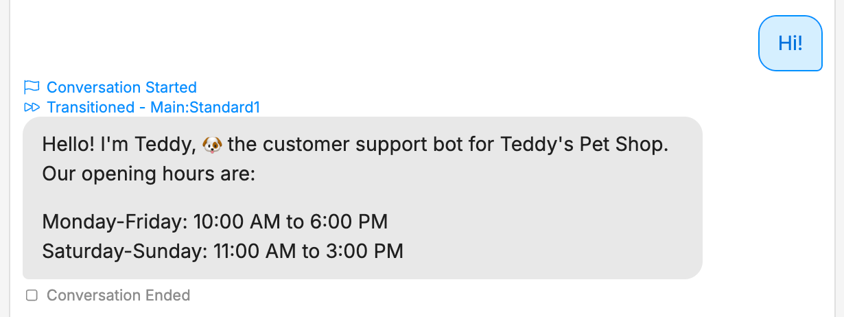 Custom greeting test