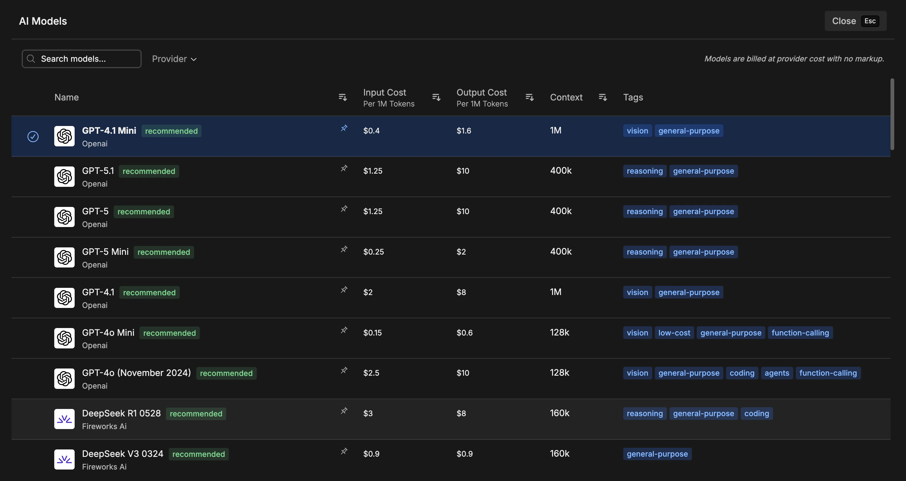 New model picker