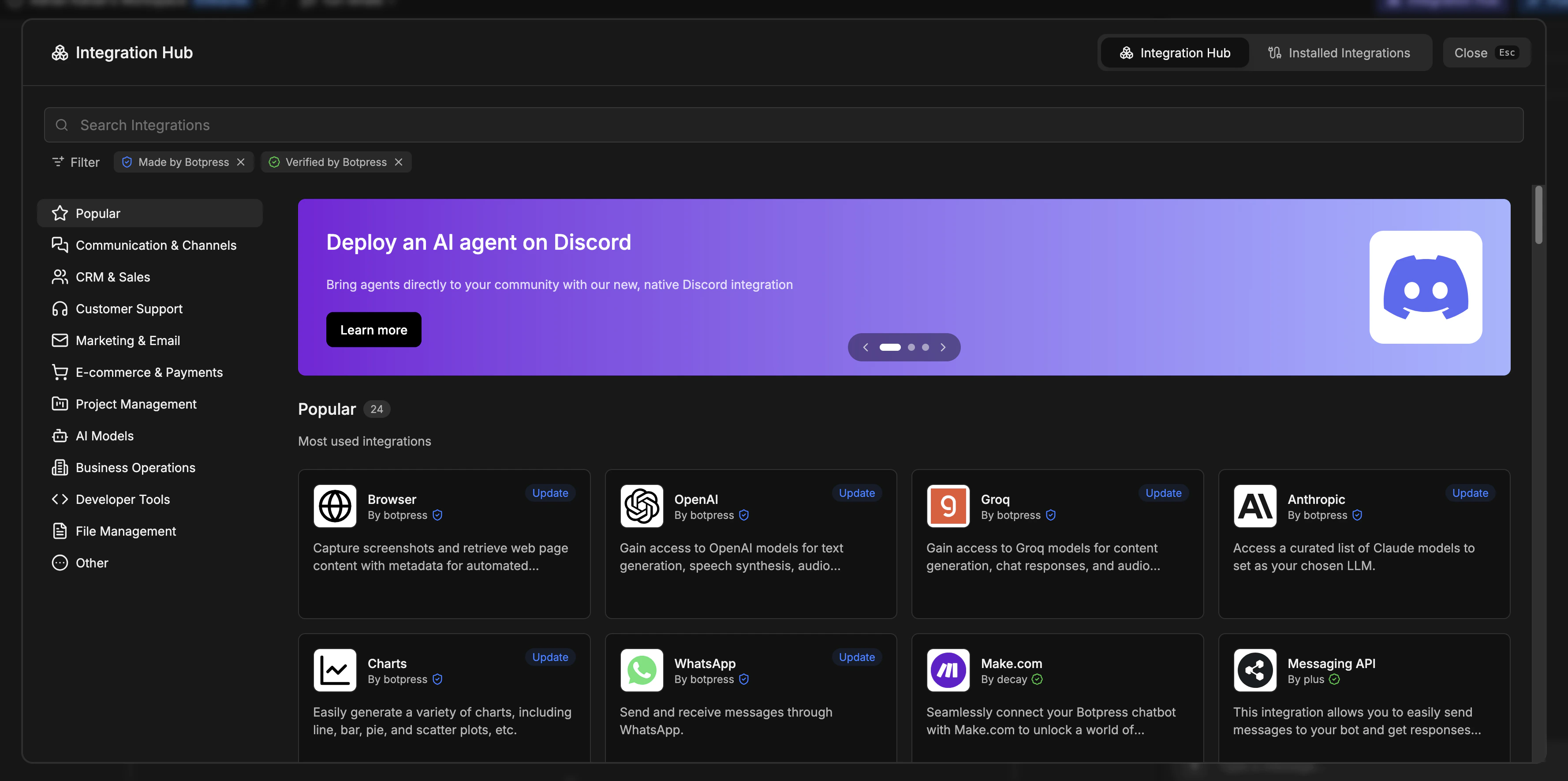 Integrations Hub