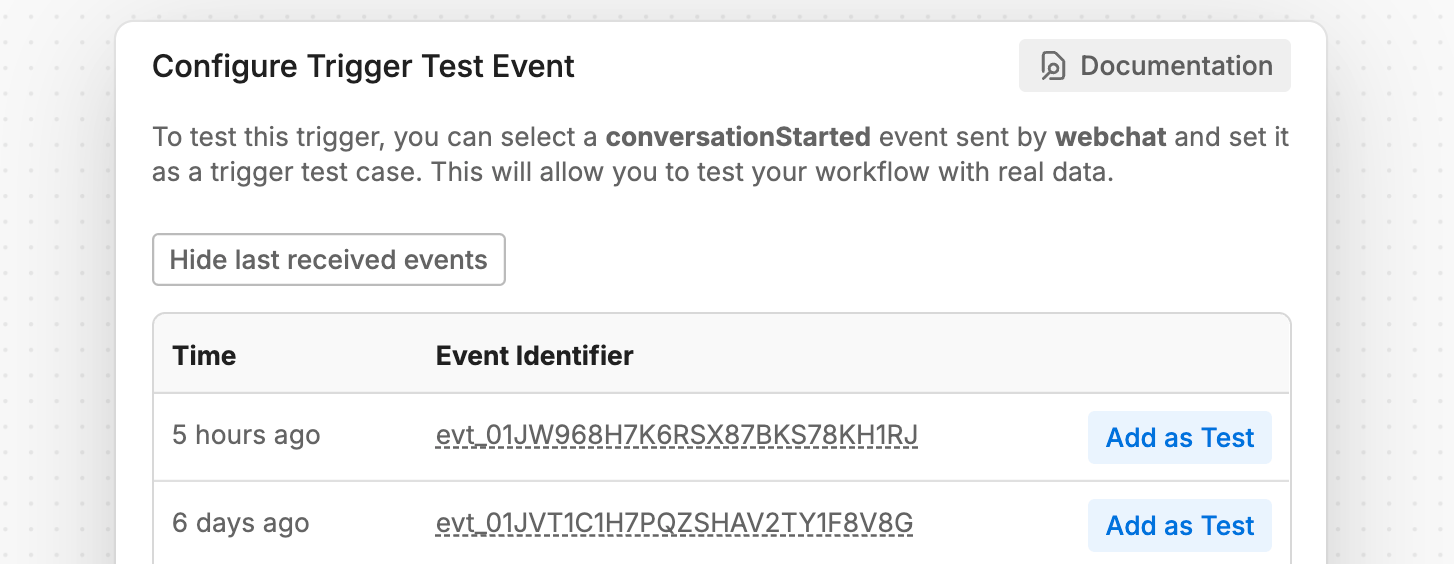 Test events