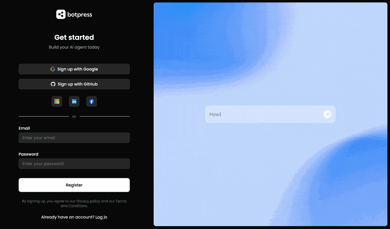 New login page