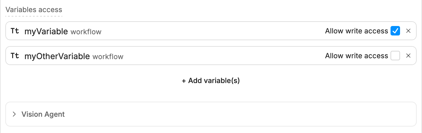 Autonomous Node variable management
