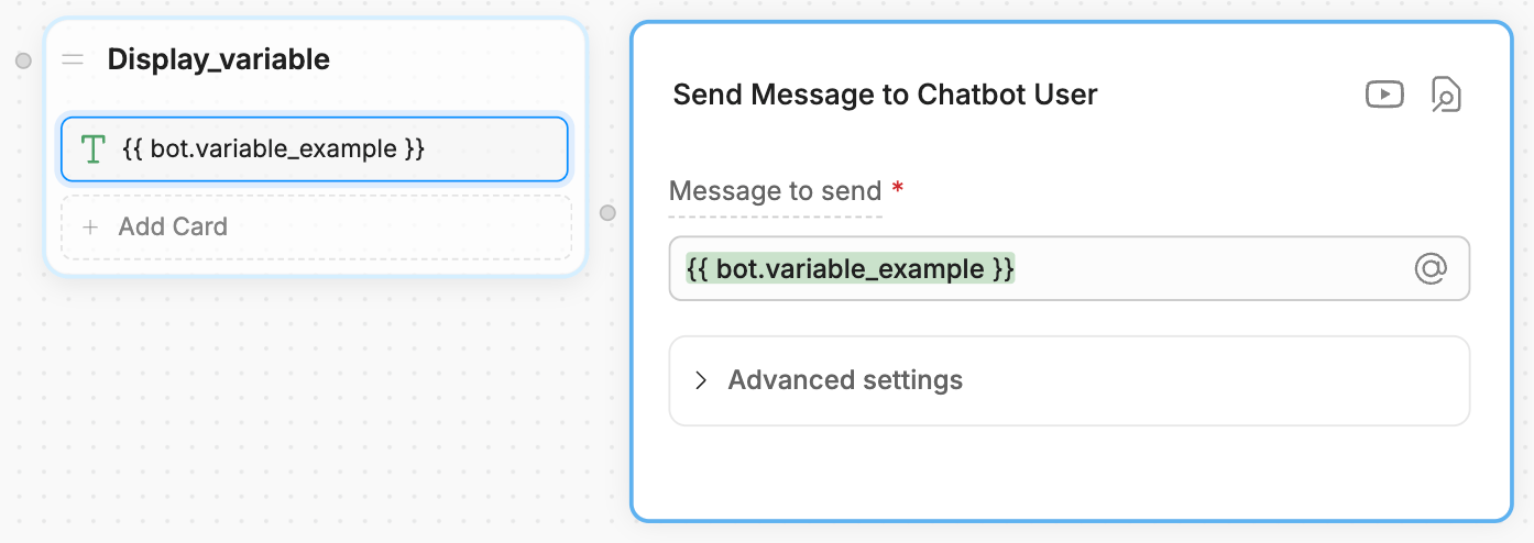 Bot variable in a text card