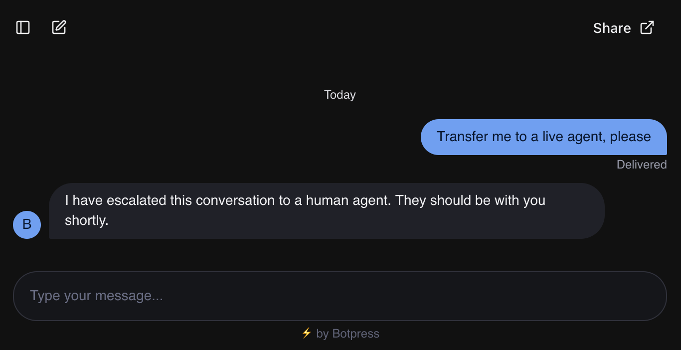 Trigger Human Handoff