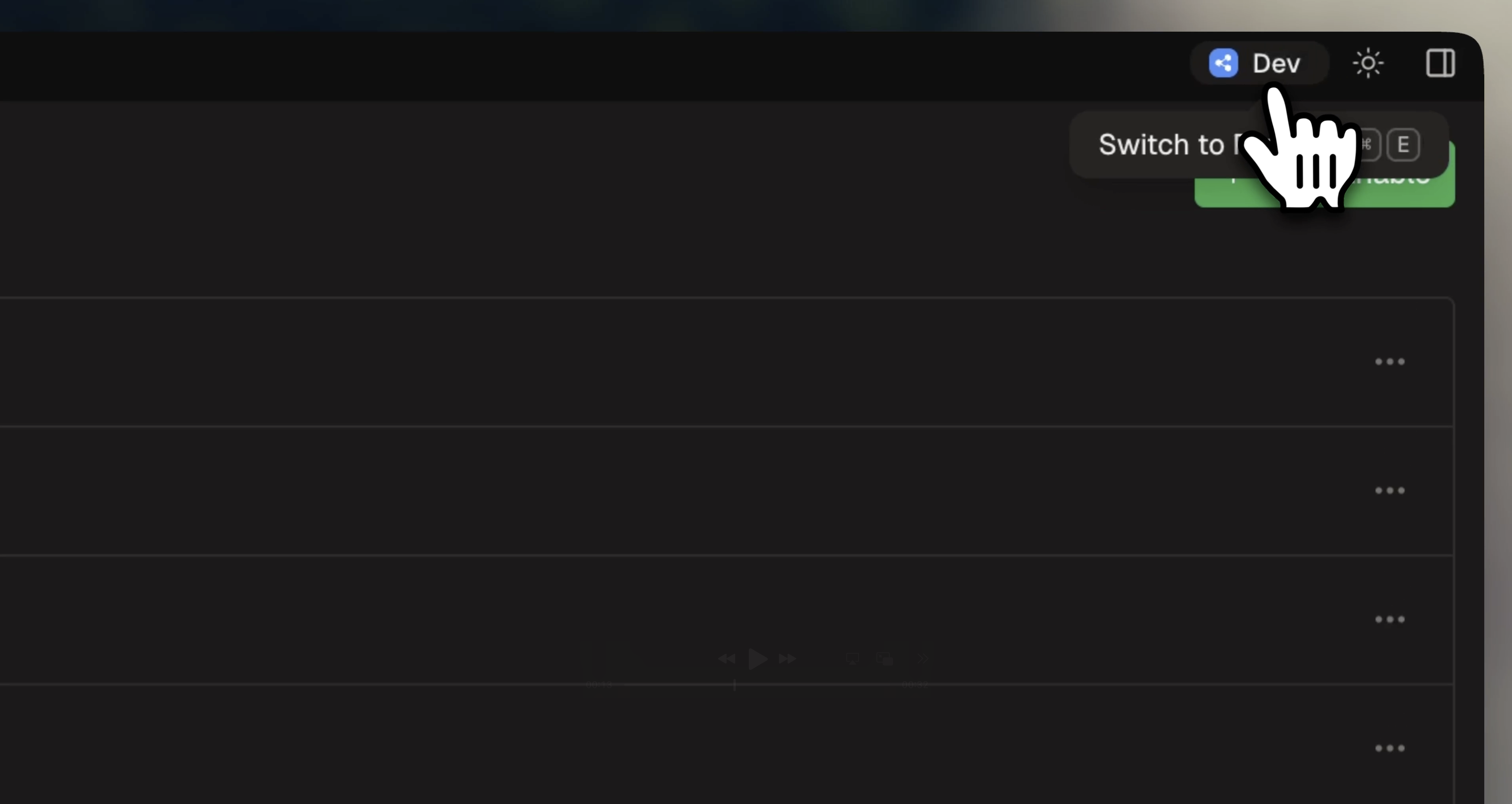 Environment selector in dev console