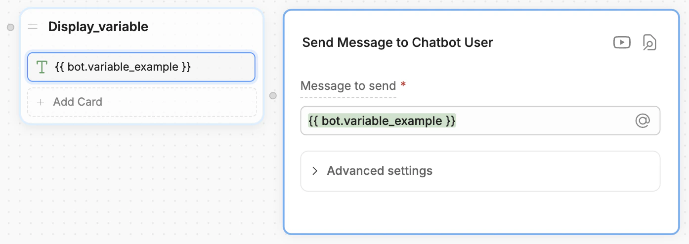 Bot variable in a text card
