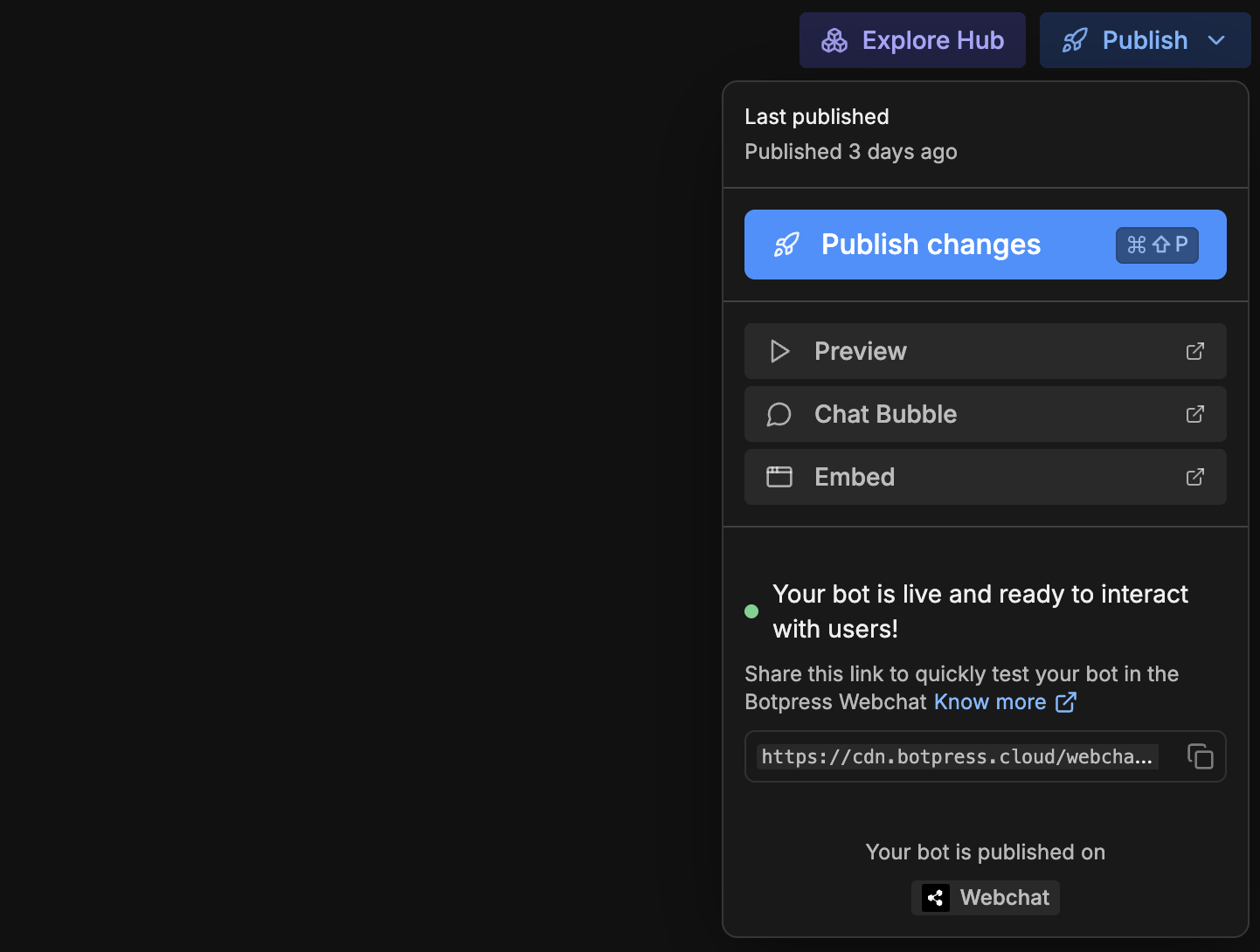 Publish button