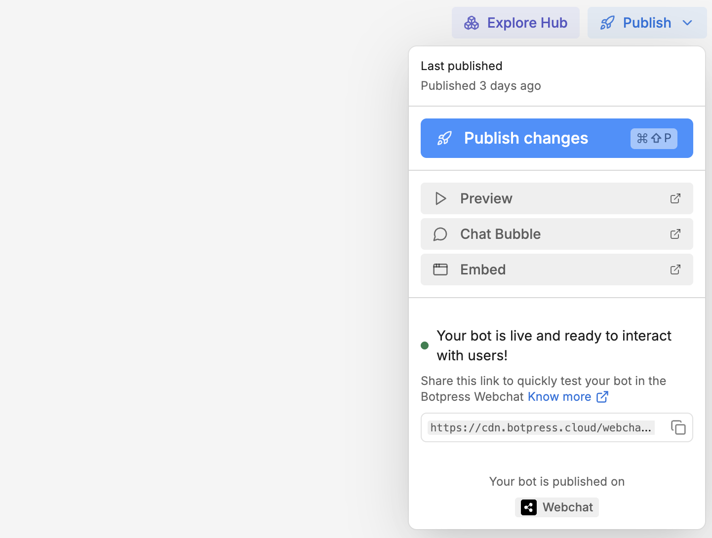 Publish button