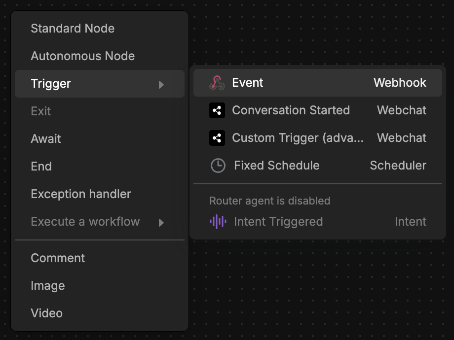 Add Event trigger from Webhook