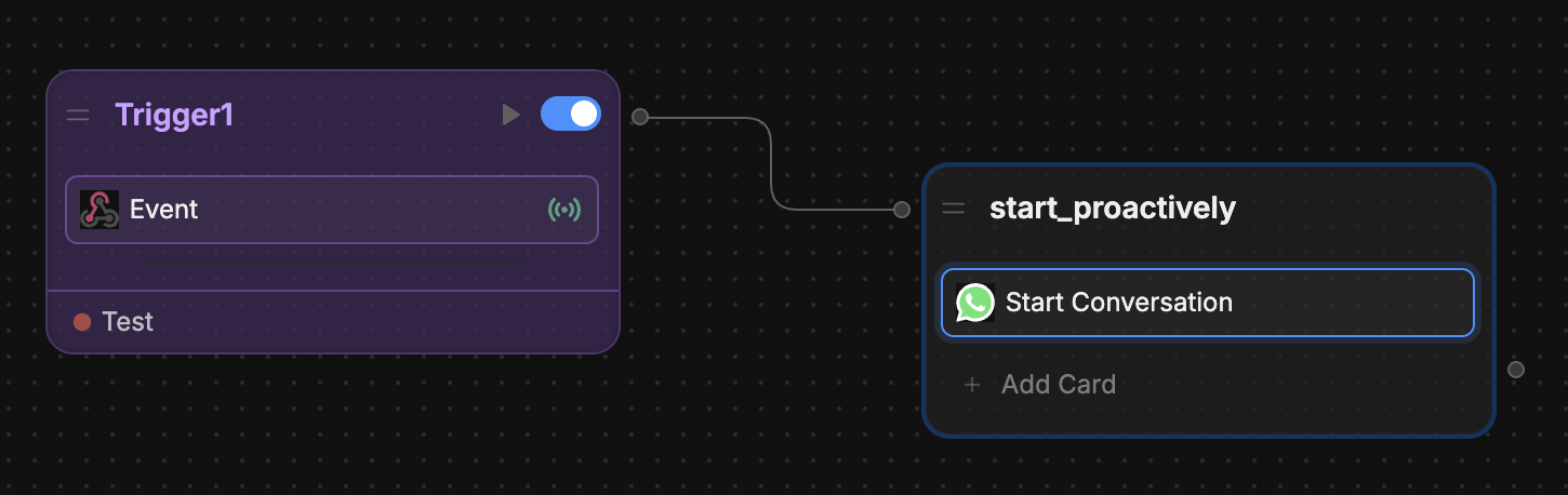 Add Start Conversation Card to node
