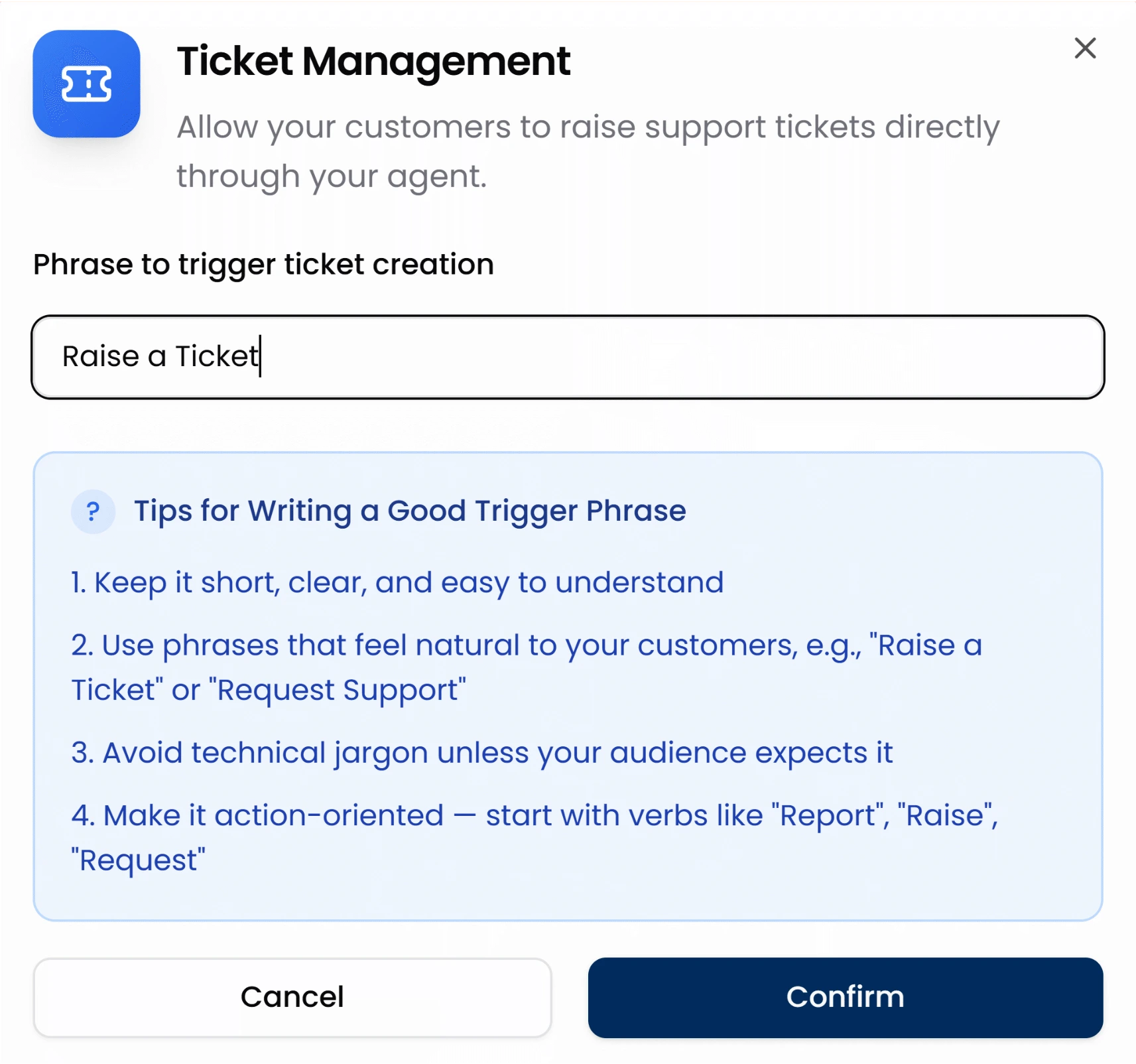 Click the Configure button to set your custom trigger phrase.