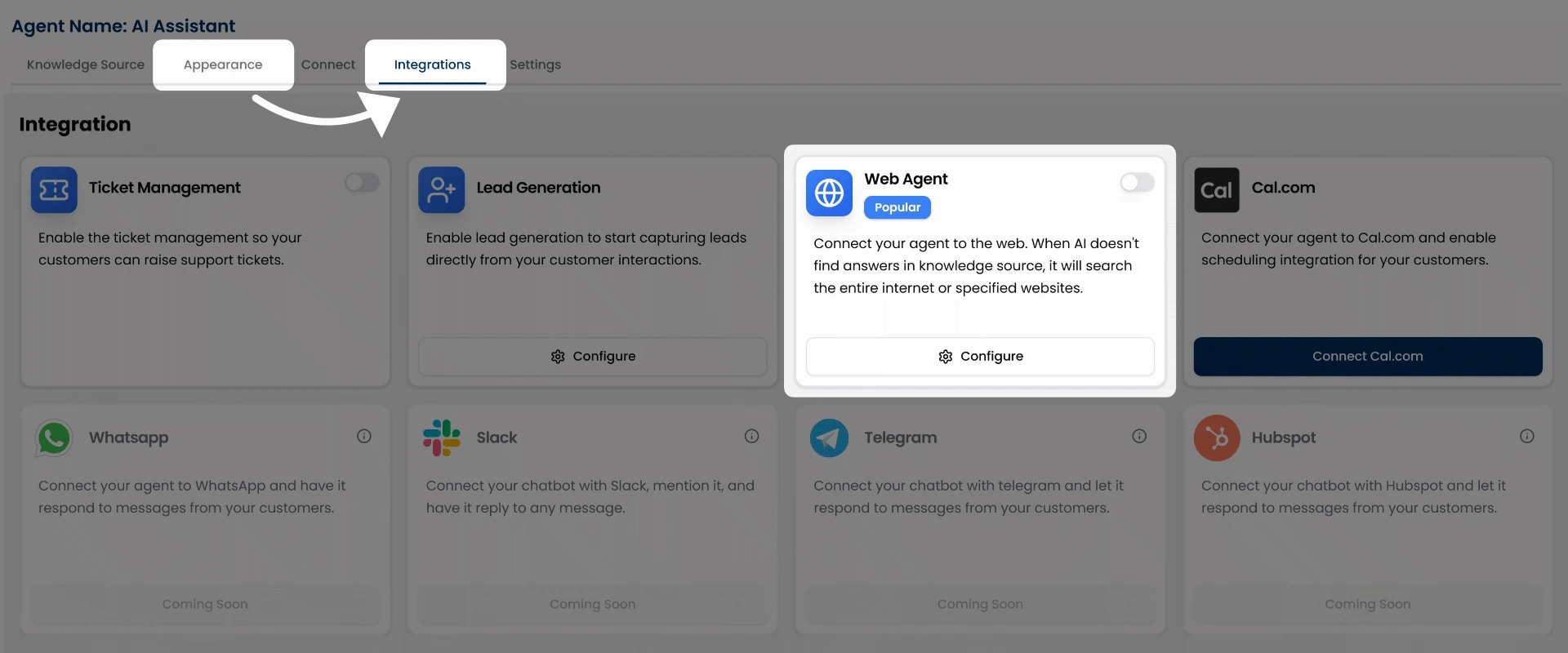 Integrations Section