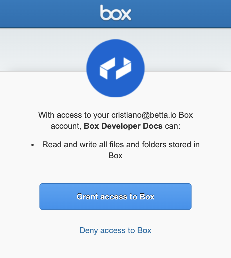 Box OAuth 2.0 approval