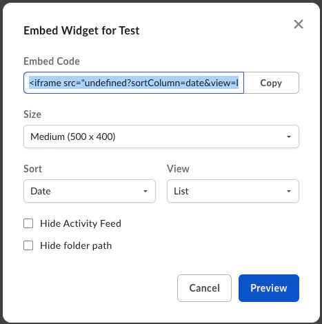 Box Embed Configuration