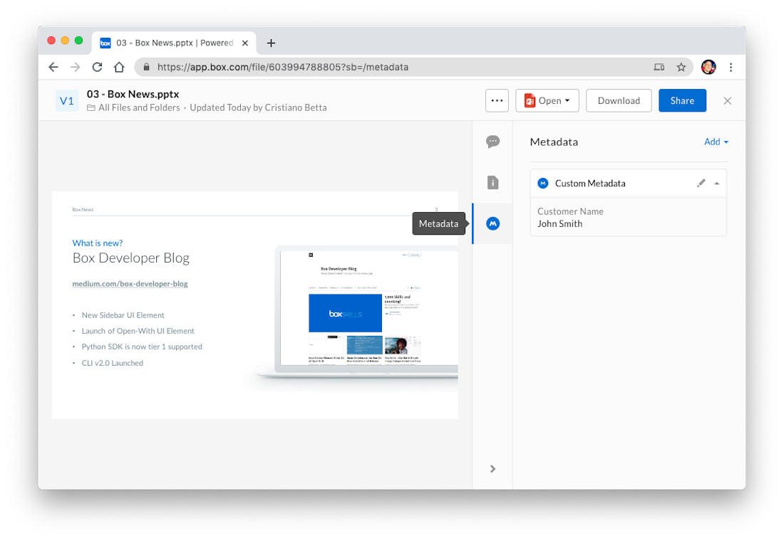 Metadata - Box Dev Docs