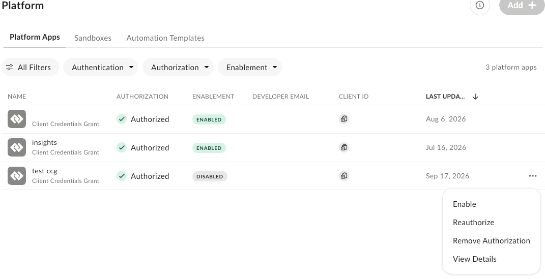 Re-authorize app