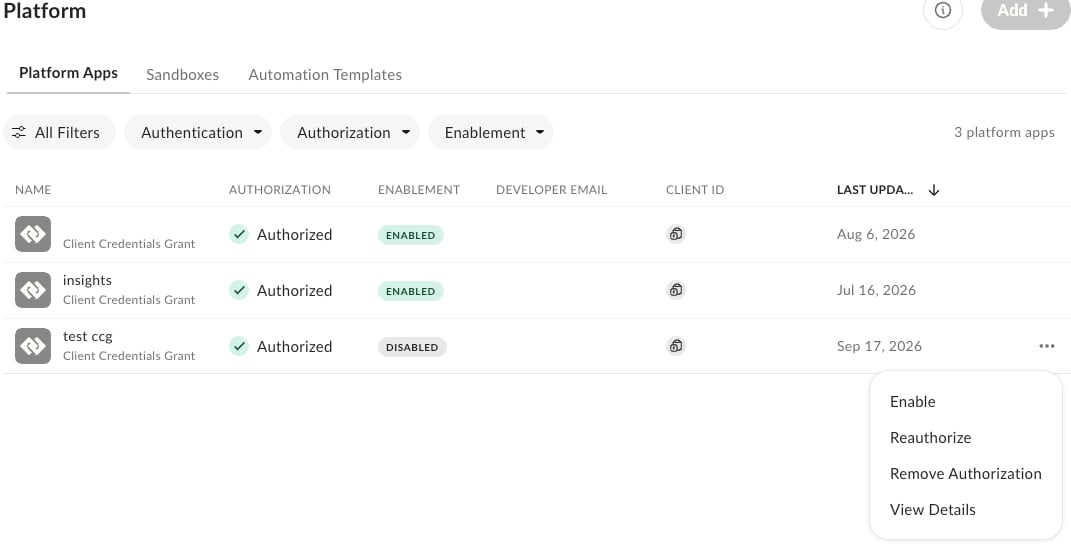 Re-authorize app