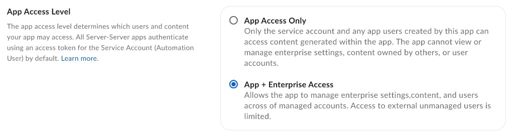 App access level