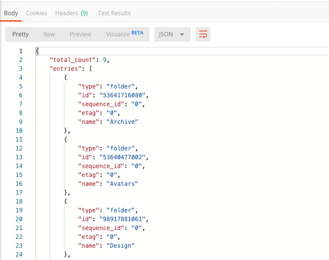 Postman response body