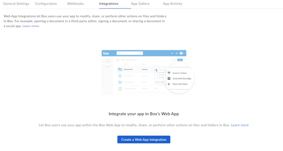 Create Web App Integration - Box Dev Docs