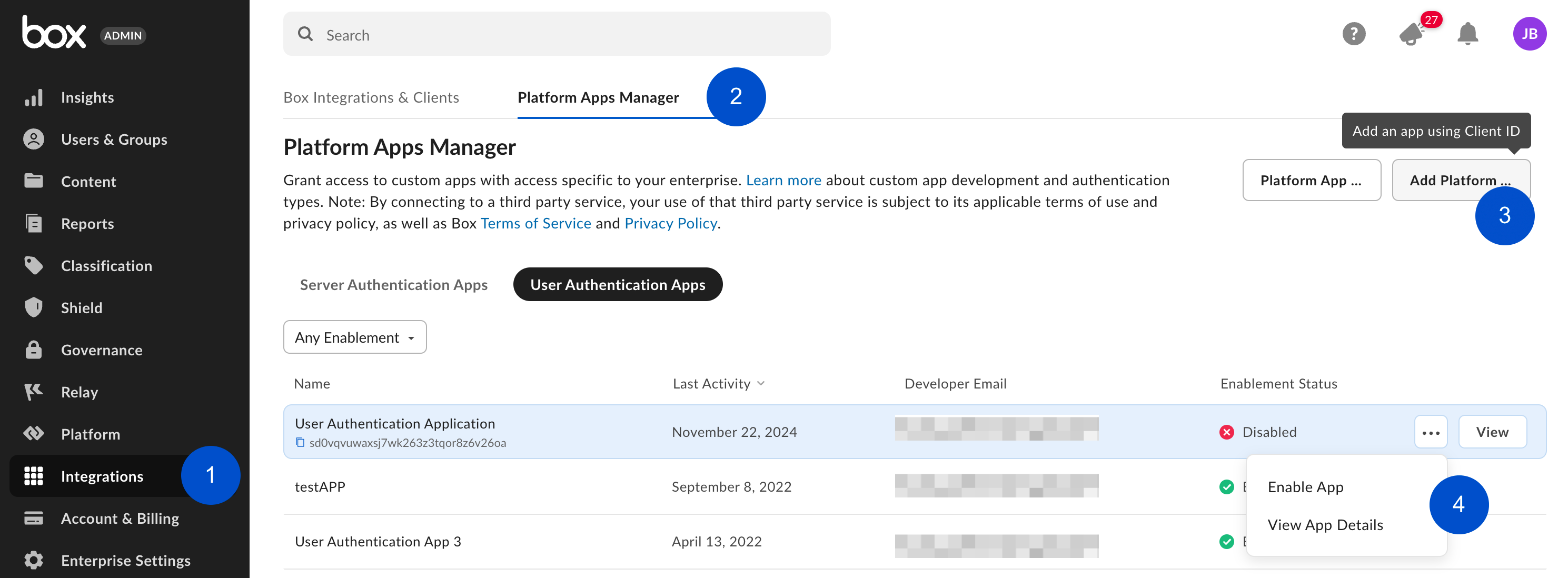Platformアプリの承認 - Box Dev Docs