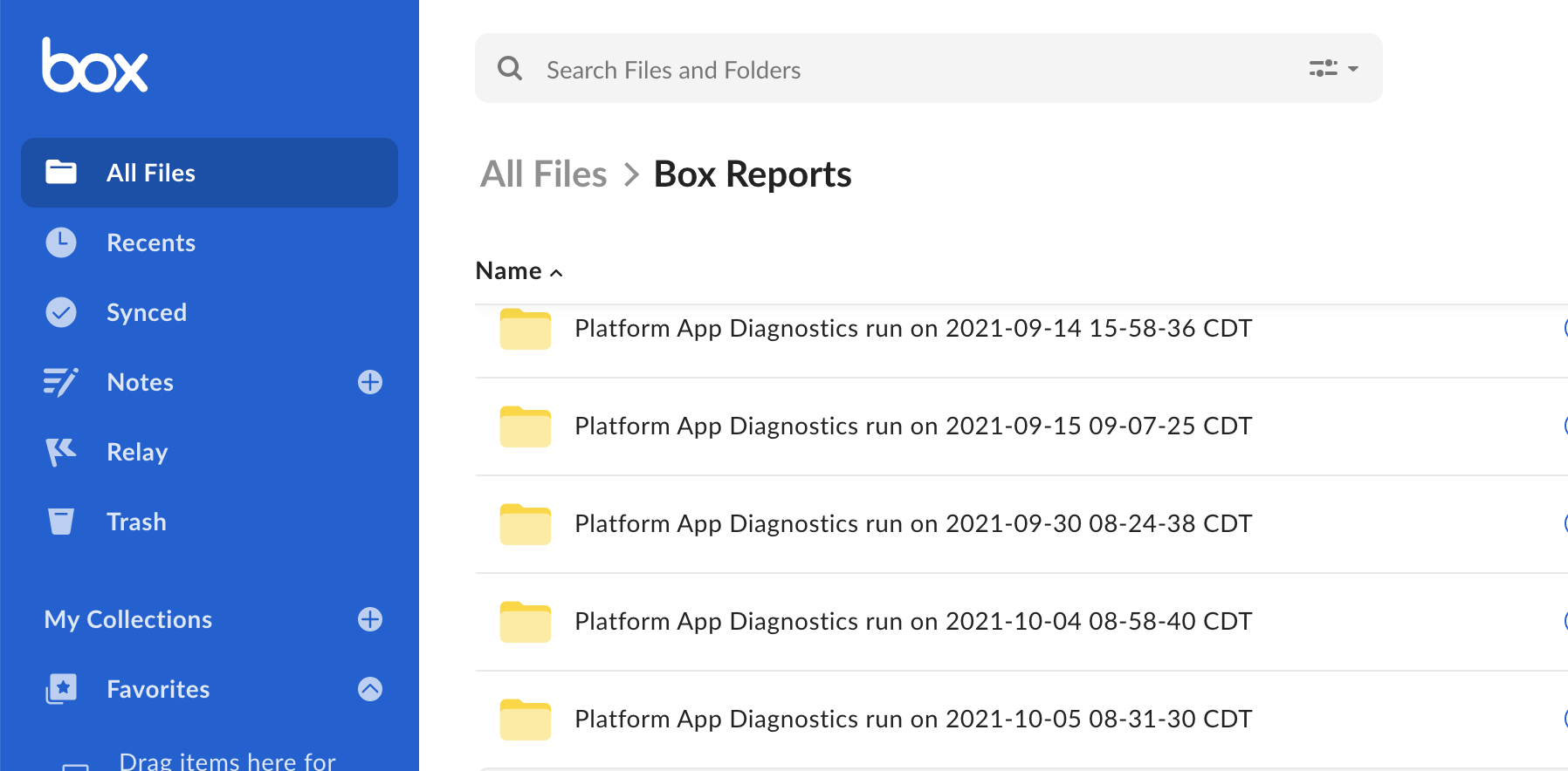 Box Report Folder Contents