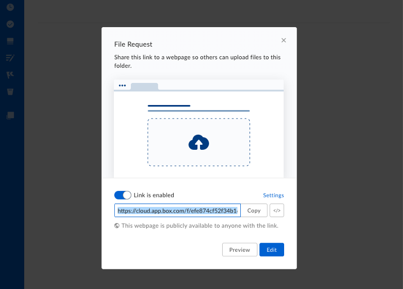 ファイルリクエストの編集