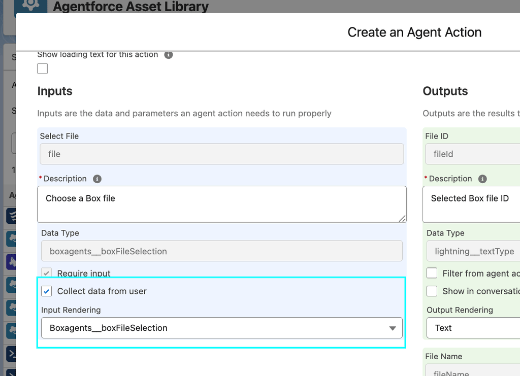 Mapping input agent assets