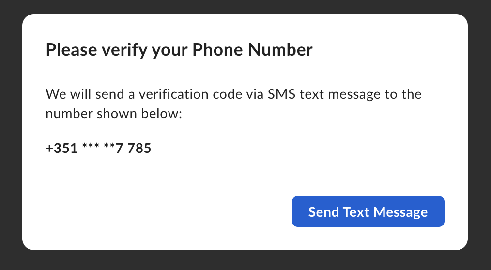SMS verification prompt