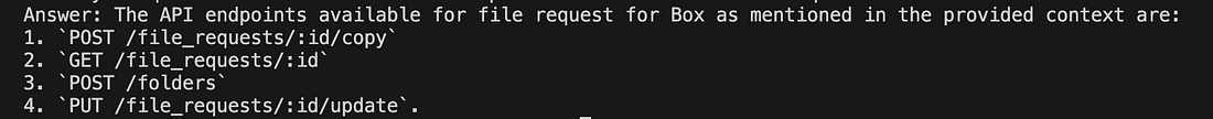 Query answer from the service