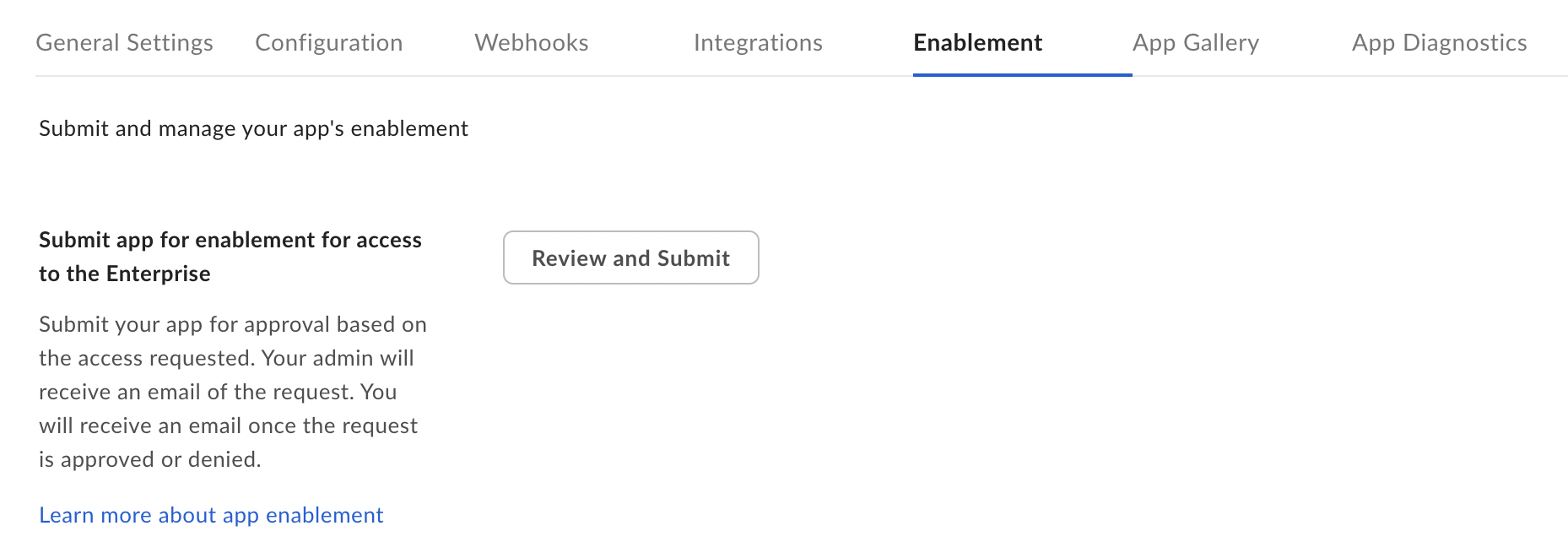 Enablement tab