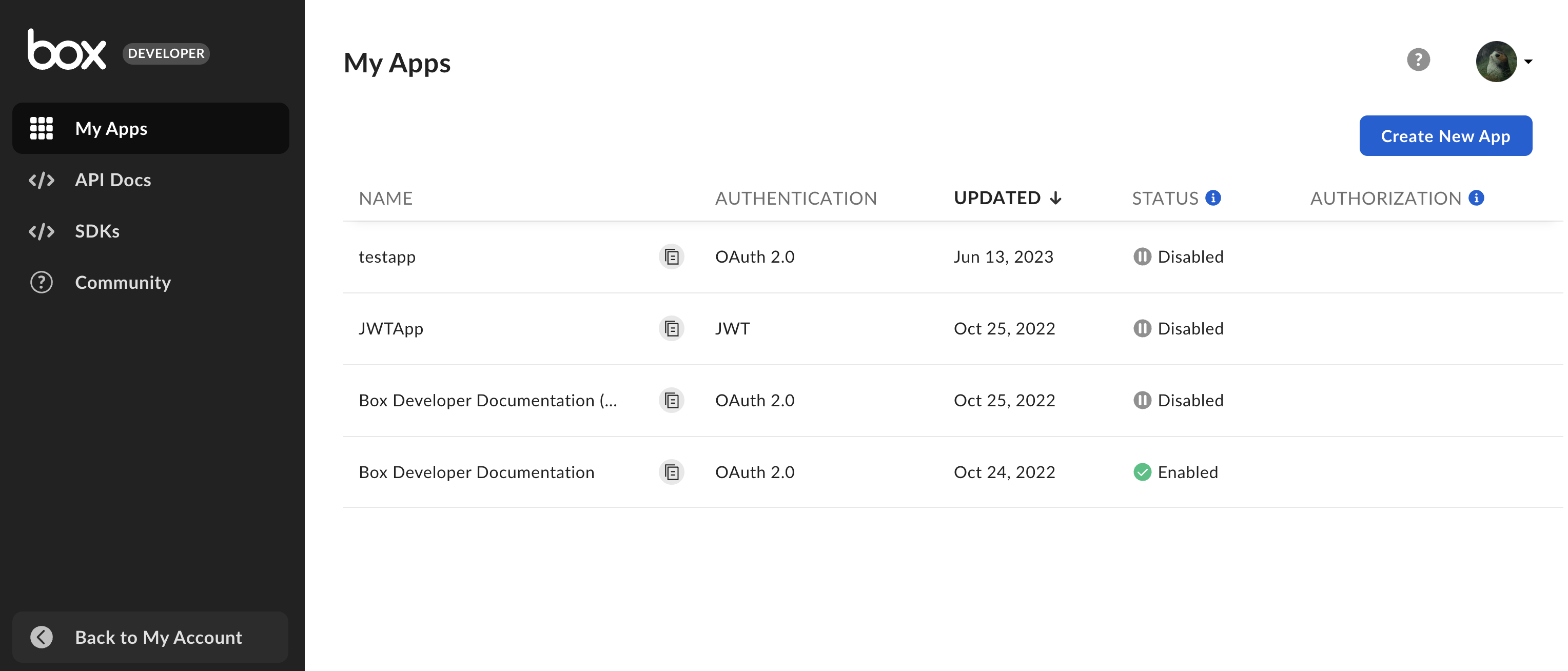 Box Developer Console