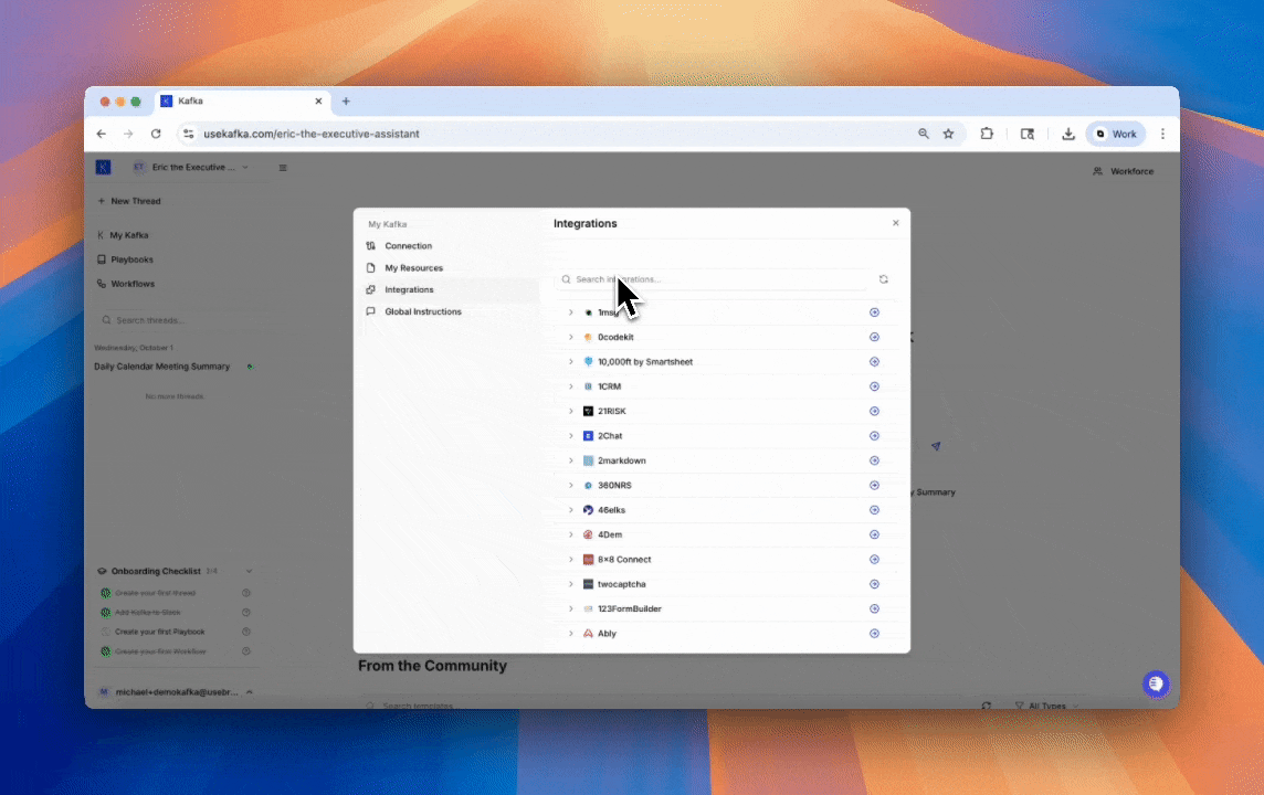 Browsing Kafka integrations