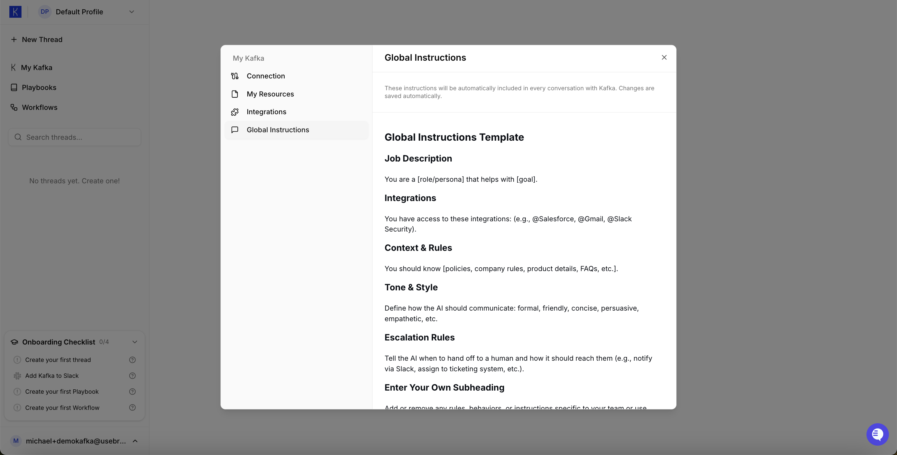 Global Instructions template