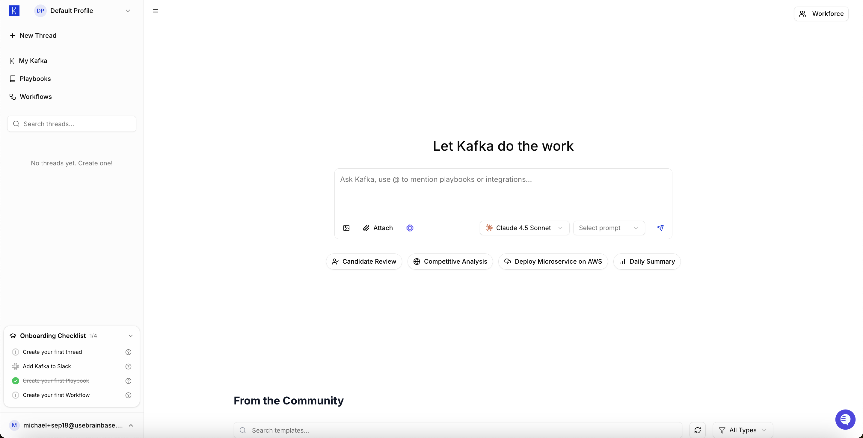 Kafka Employee Home Page