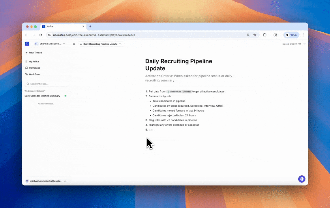 Using a playbook in Kafka