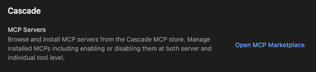 Windsurf MCP settings