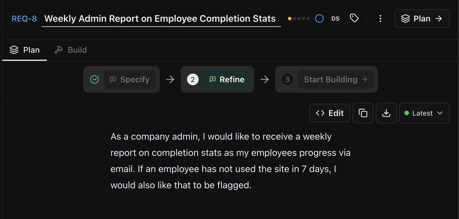 Refine the rough idea with AI into a detailed specification