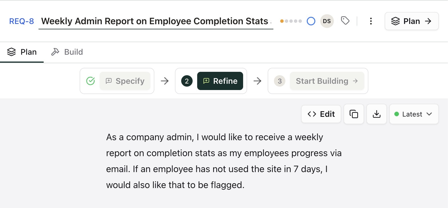 Refine the rough idea with AI into a detailed specification