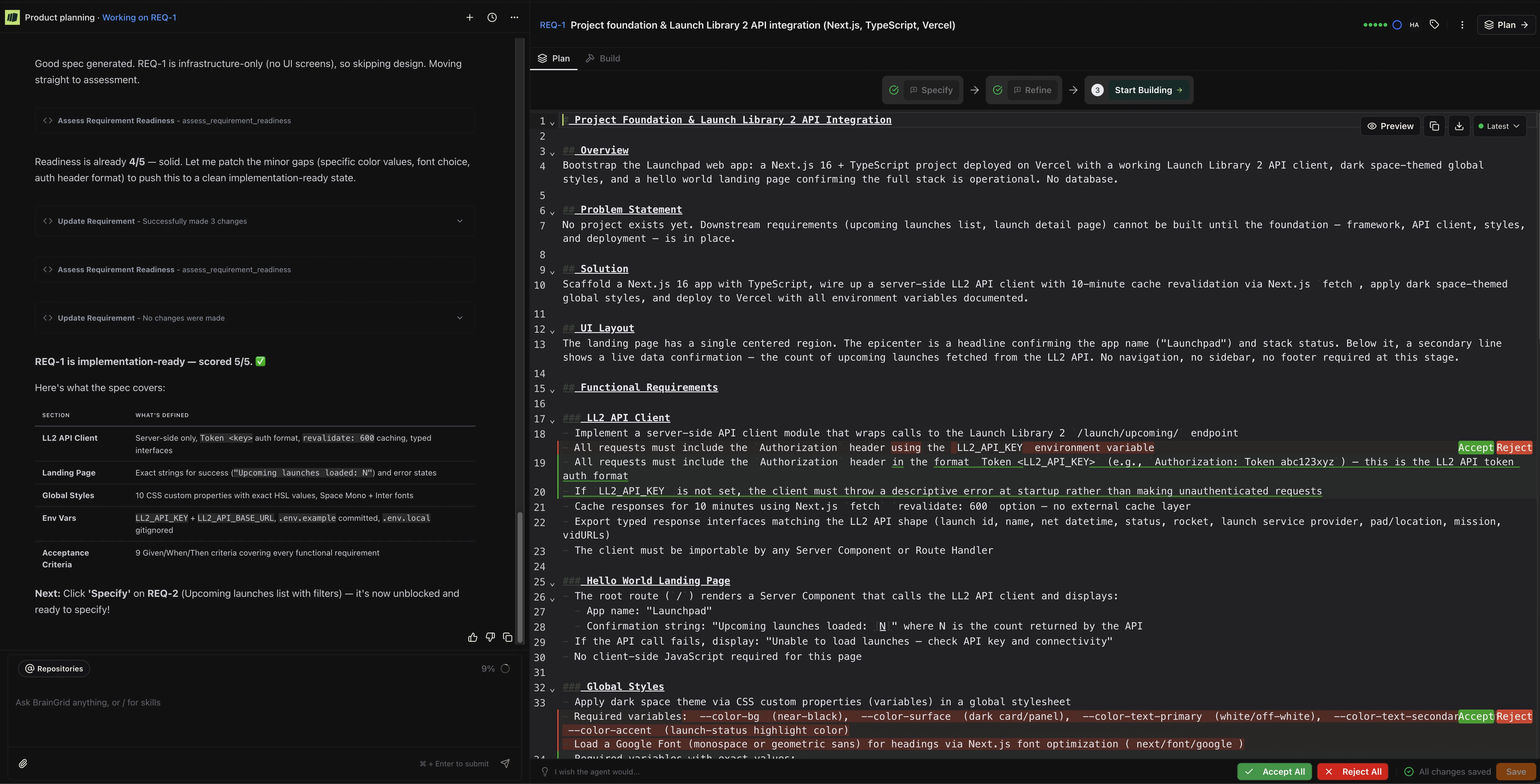 Refine the rough idea with AI into a detailed specification