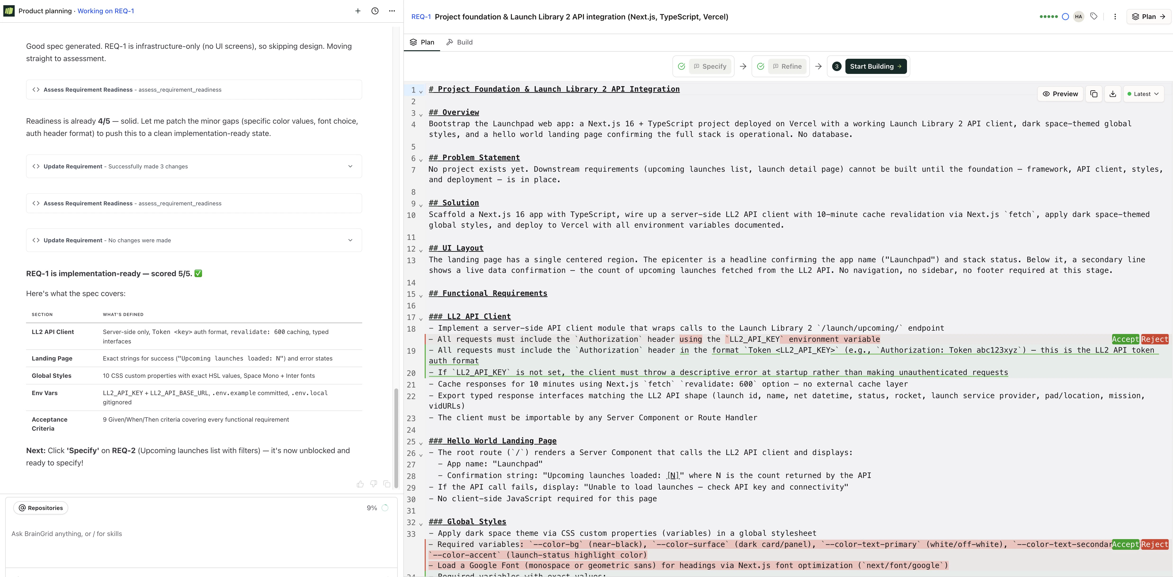 Refine the rough idea with AI into a detailed specification