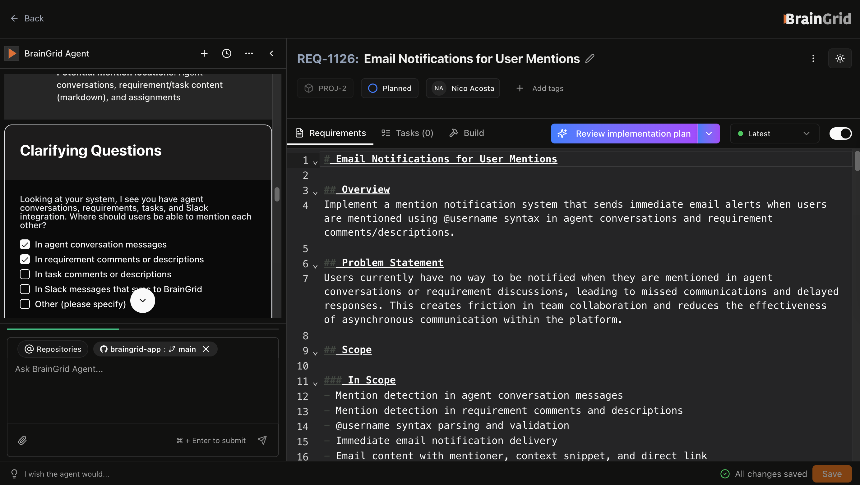 Refine the rough idea with AI into a detailed specification