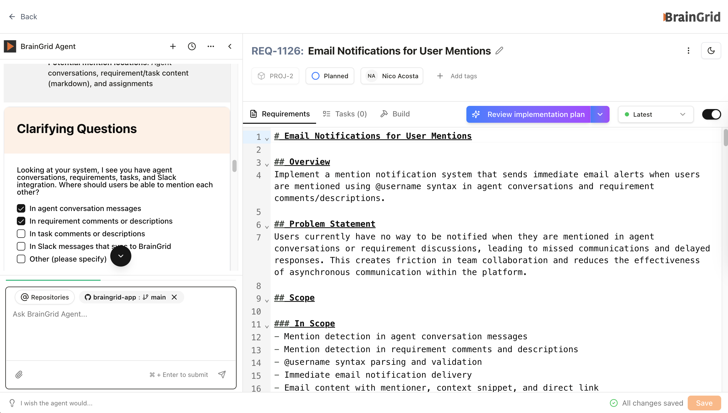 Refine the rough idea with AI into a detailed specification