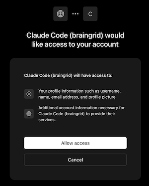 BrainGrid login approval page