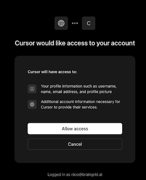 BrainGrid login approval page